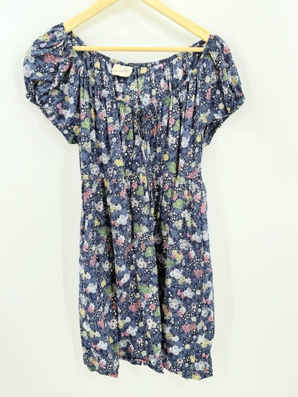 Universal Thread Floral Peasant Dress Medium M Navy Blue Cottagecore Boho Short